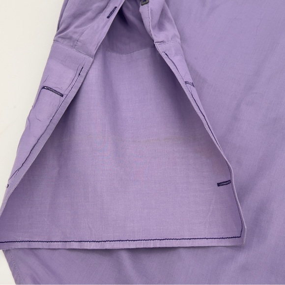 Angelino Men’s Dress Shirt 18 Lavender Cross Embroidery Button Front Cotton - Picture 11 of 15